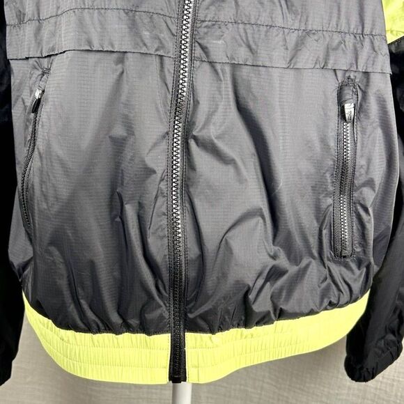 Hilfiger Windbreaker Lined Wm Sz M Navy Blue & Neon Yellow Accents Soft Fabric - Picture 13 of 16